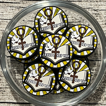 Jesus Loves You Circle Silicone Focal Bead