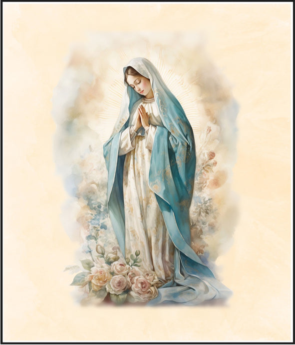 Mary Full of Grace Watercolor Cotton Fat Quarter Panel