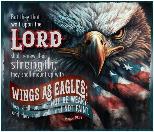 Patriotic Wings As Eagles Isaiah 40:31 Cotton Fat Quarter Panel