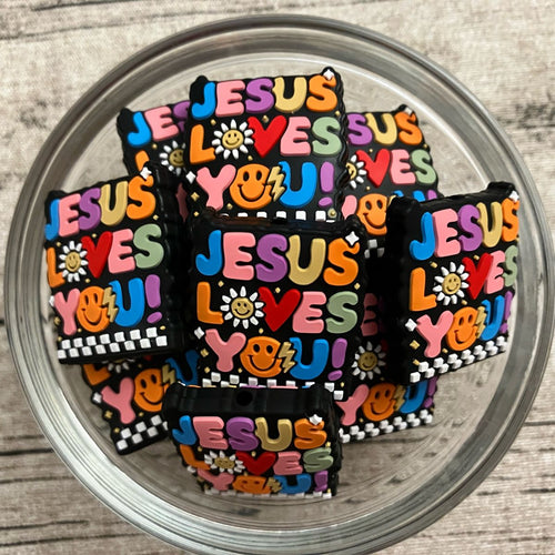 Jesus Loves You! Silicone Focal Bead