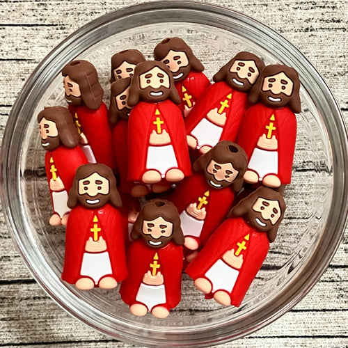 3D Praying Jesus Silicone Focal Bead