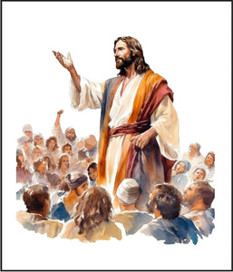 Jesus Preaching Watercolor Cotton Fat Quarter Panel