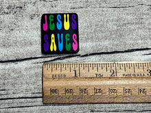 Jesus Saves Square Silicone Focal Bead