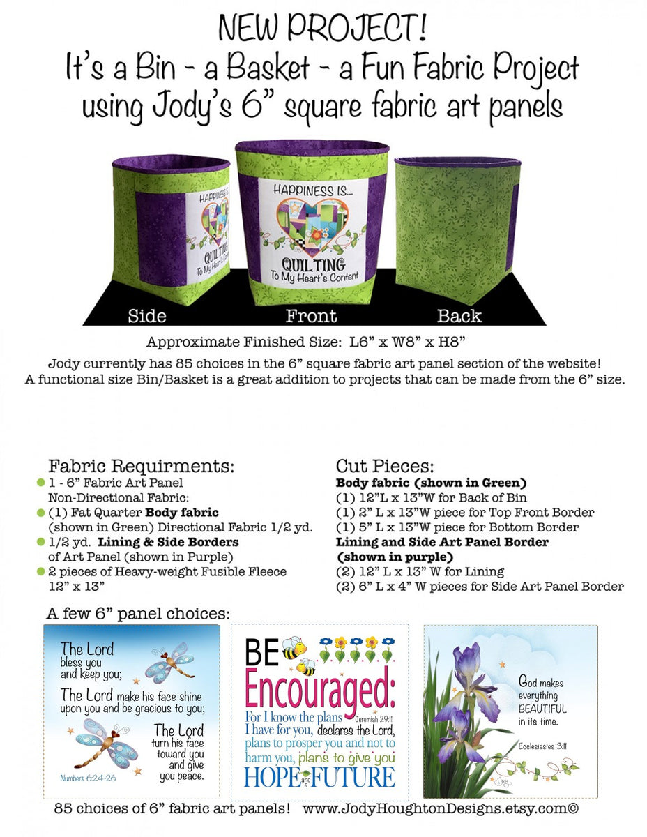 Fabric Basket Pattern for 6 inch Art Panels Heavenly Fabric Shop
