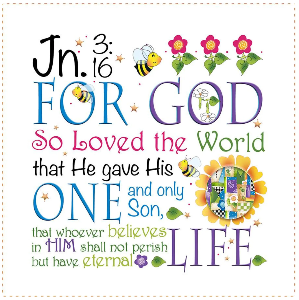 NEW John 3:16 6 inch Mini Fabric Art Panel