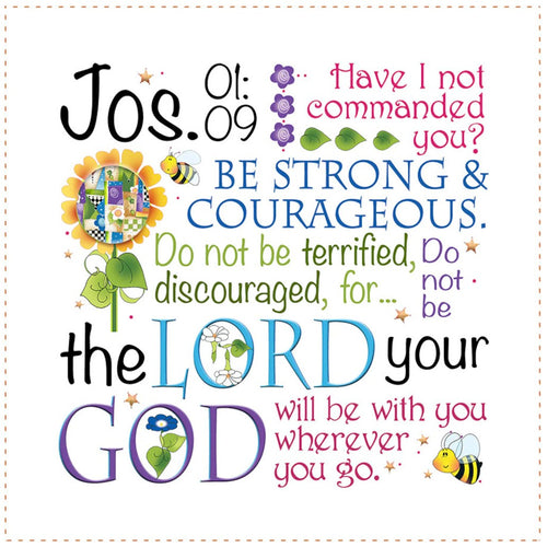 Be Strong and Courageous Joshua 1:9 6 inch Mini Fabric Art Panel