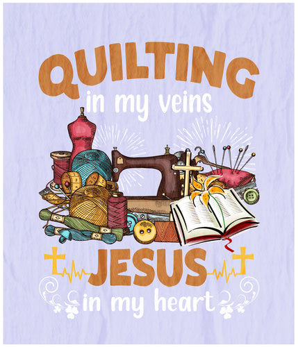 Quilting In My Veins Jesus In My Heart Cotton Fat Quarter Panel
