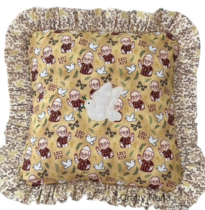 Leo XIV Cross Toss Gold Burgundy Cotton Fabric
