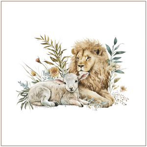The Lion & The Lamb 6 inch Mini Fabric Art Panel