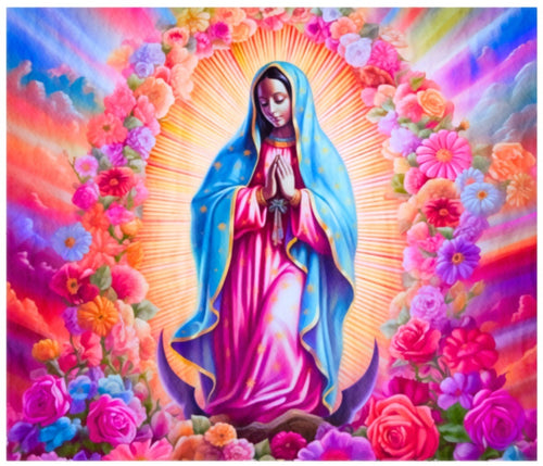 Virgencita Our Lady of Guadalupe Watercolor Cotton Fat Quarter Panel