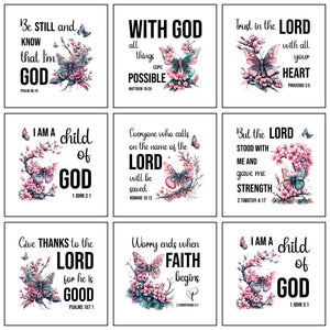 Butterfly Faith Scripture Squares 9pc Mini Panel Set