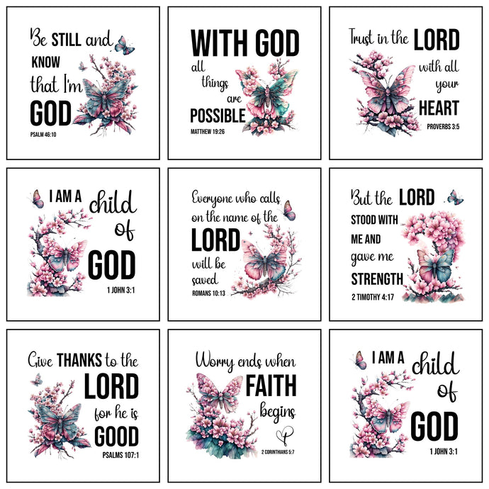 Butterfly Faith Scripture Squares 9pc Mini Panel Set - MORE COMING NEXT WEEK!