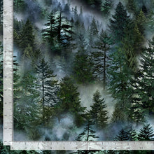 Misty Mountain Evergreen Forest Cotton Fabric