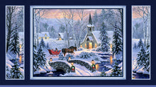 Nature's Noel Cozy Evening By Abraham Hunter Cotton Fabric Panel
