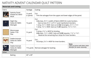 DIGITAL Nativity Advent Calendar Quilt FREE PDF Pattern