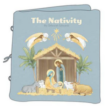 The Nativity Story Blue Soft Book Cotton Fabric Panel
