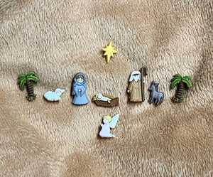 Nativity Palm Trees & Christmas Star Buttons Set