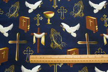 Power of Prayer Navy Cotton Fabric