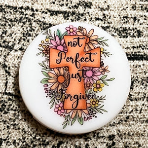 Not Perfect Just Forgiven Cross Silicone Focal Bead