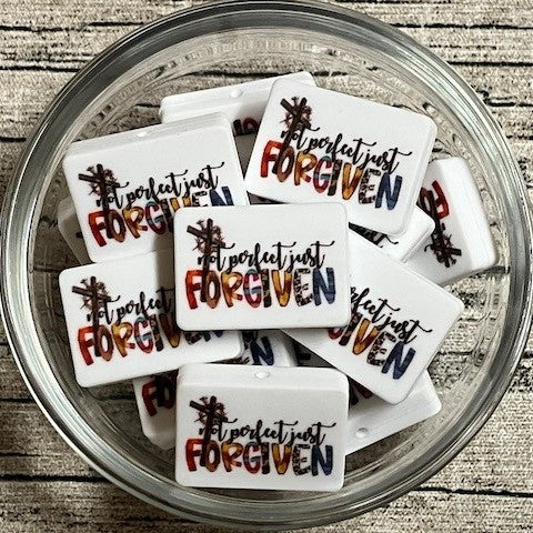 Not Perfect Just Forgiven Rectangle Silicone Focal Bead