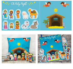 Oh Holy Night Nativity Play Set Cotton Fabric & Dual Project Patterns Kit