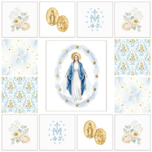Our Lady of Grace Miraculous Medal Cotton Fabric Panel & Charm Squares Set