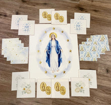 Our Lady of Grace Miraculous Medal Cotton Fabric Panel & Charm Squares Set