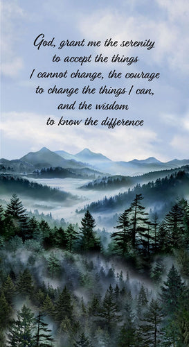 Misty Mountain Serenity Prayer Cotton Fabric Panel