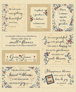 Victory Garden Grow In Grace Cotton Fabric Panel