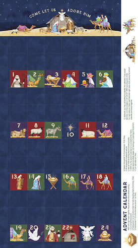 Come Let Us Adore Him Advent Calendar Cotton Fabric Panel