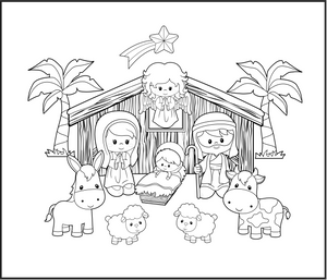 Color Me Nativity Cotton Fat Quarter Panel & Marker Set