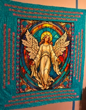 Guardian Angel Stained Glass Panel Cotton Fabric