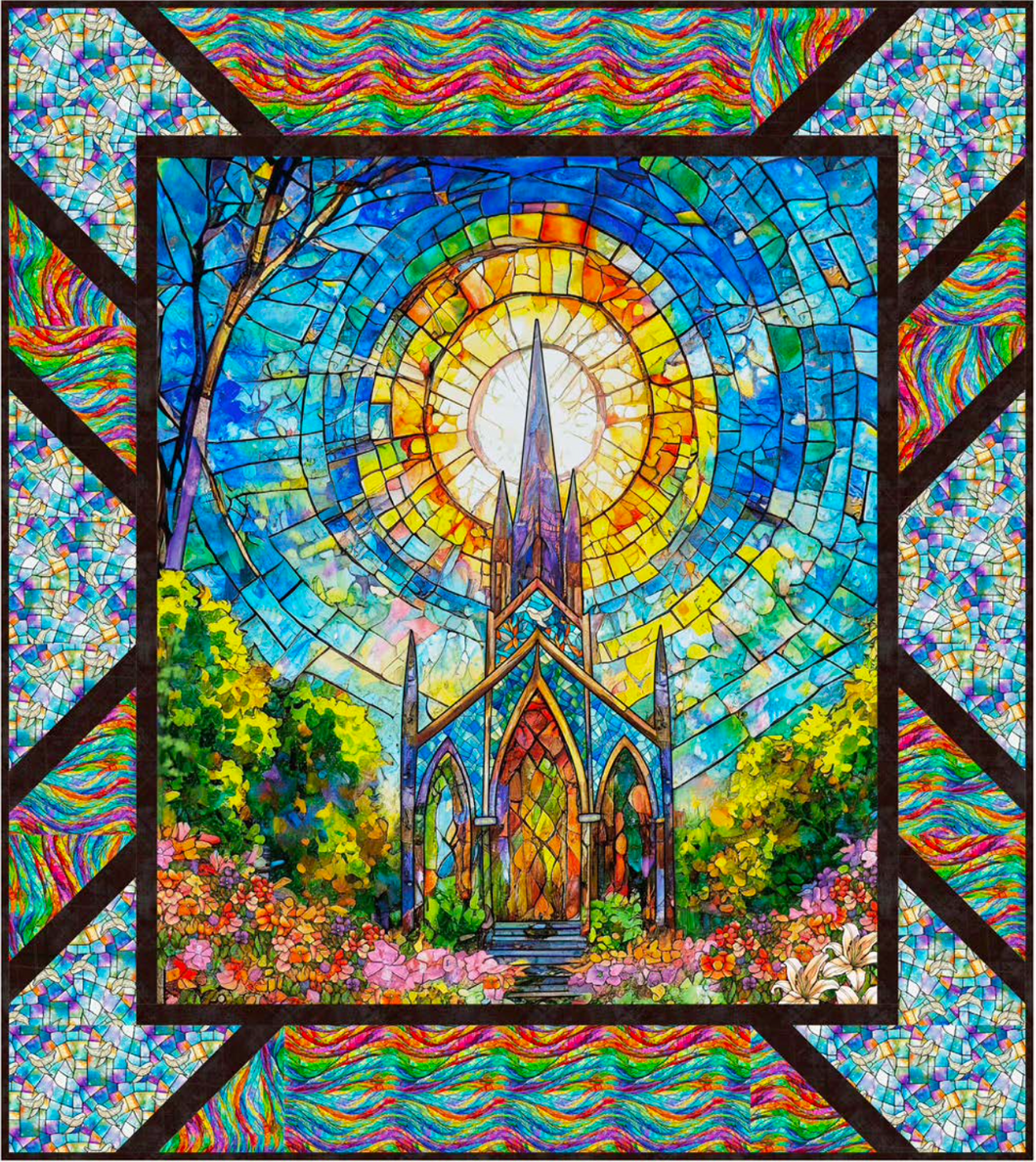Faith Stained Glass Church Panel Pop Quilt KIT