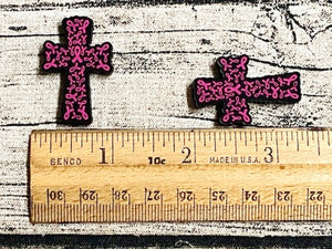 Pink Ribbon Cross Silicone Focal Bead