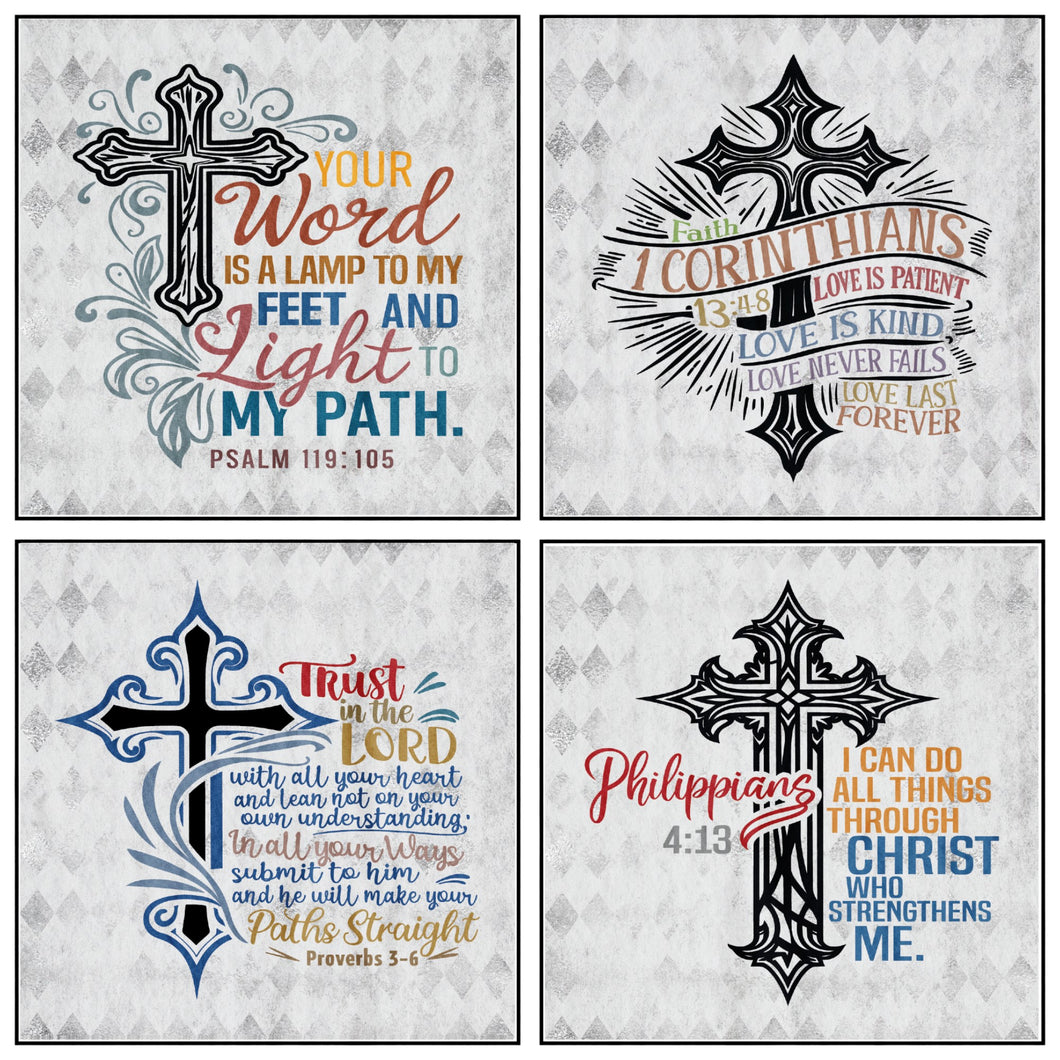 Power of the Cross Scripture 6 inch Mini Fabric 4 Panel set