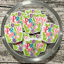 Pray More Worry Less White Silicone Focal Bead