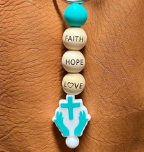 Hands of Prayer Turquoise Silicone Focal Bead