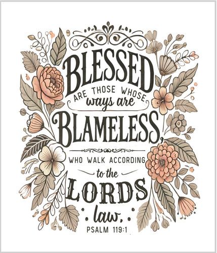 Blessed Are Blameless Psalm 119:1 Cotton Fat Quarter Panel