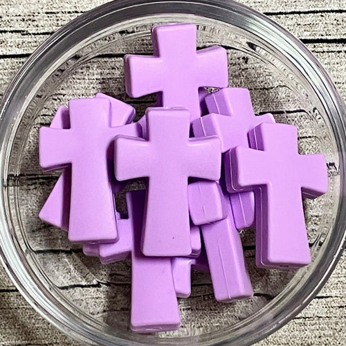 Purple Cross Silicone Focal Bead