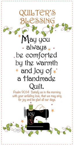 Quilter's Blessing Psalm 90:14 6x12 inch Mini Fabric Art Panel