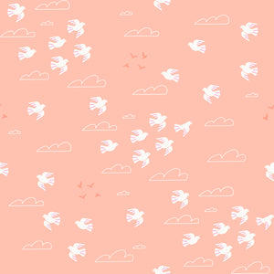 Sunbeam in Flight Doves Peach Cotton Fabric