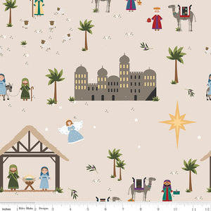 Silent Night Nativity Main Desert Sparkle Cotton Fabric