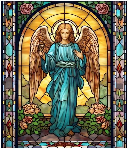 Stained Glass Angel Cotton Fat Quarter Panel