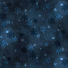 Snowfall Mini Snowflakes Navy Cotton Fabric