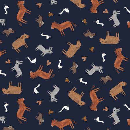 DS Nativity Advent Stable Animals Midnight Cotton Fabric