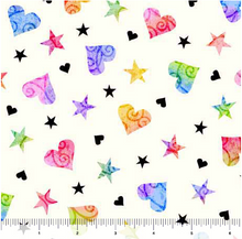 Be The Change Hearts & Stars White Cotton Fabric