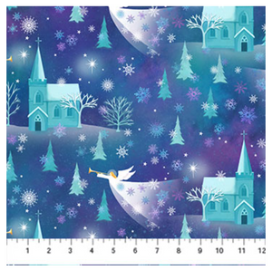 Angels on High Teal Multi Cotton Fabric