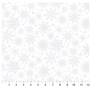 Angels on High Snowflakes White Cotton Fabric