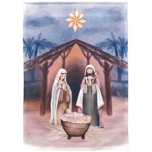 Holy Family in Creche Nativity 13x18 Garden Flag