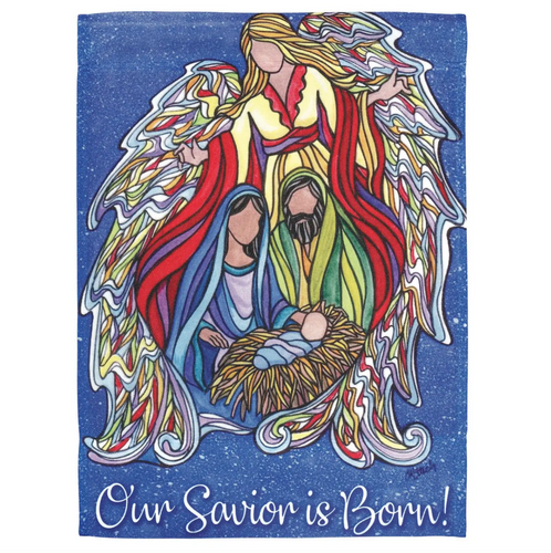 Holy Family with Angel 13x18 Garden Flag